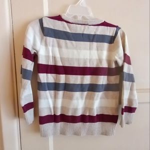 Boys stripe long sleeve sweater maroon cream grey and white stripped